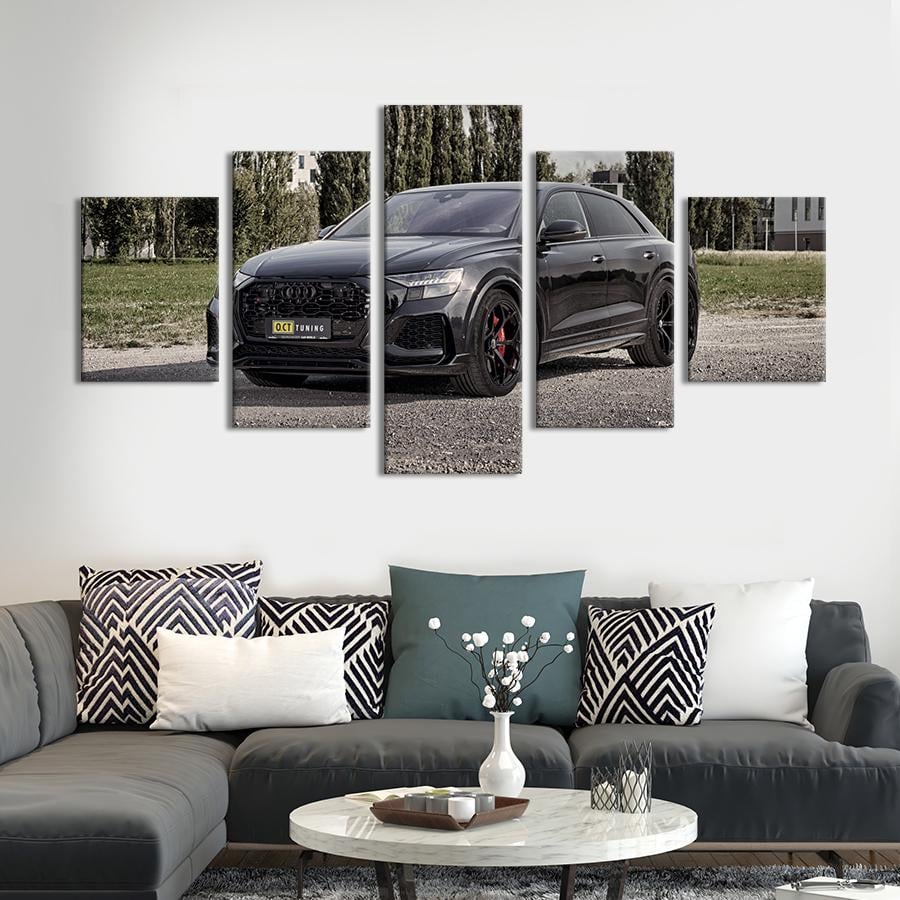 Картина на холсте Красивое чёрное авто Audi RS Q8 112x54 см (1376-52)