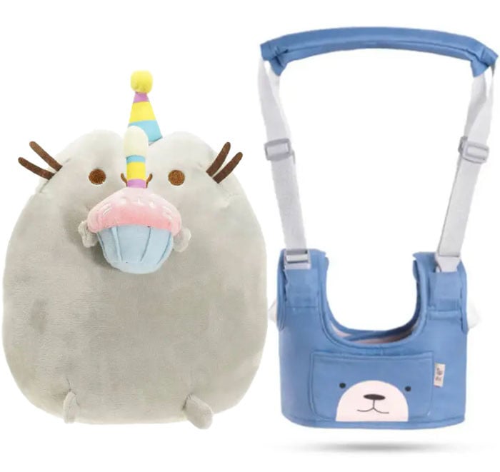 М'яка іграшка Кіт з кексом Pusheen cat 18х15 см з дитячими ходунками з підкладками Синій (n-9697)