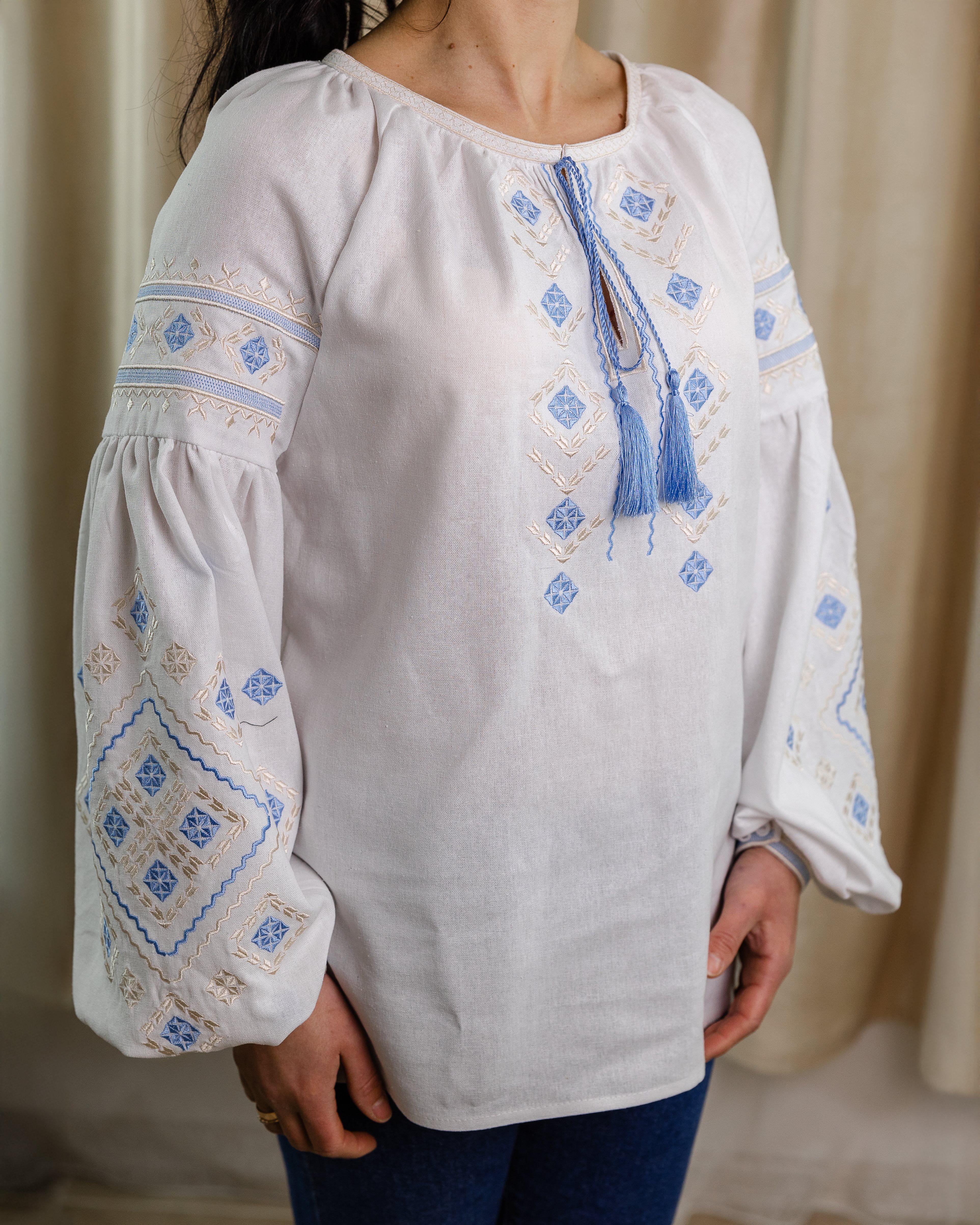 Вышиванка женская Дыхание Неба льняная XL Белый (0002409-XL)