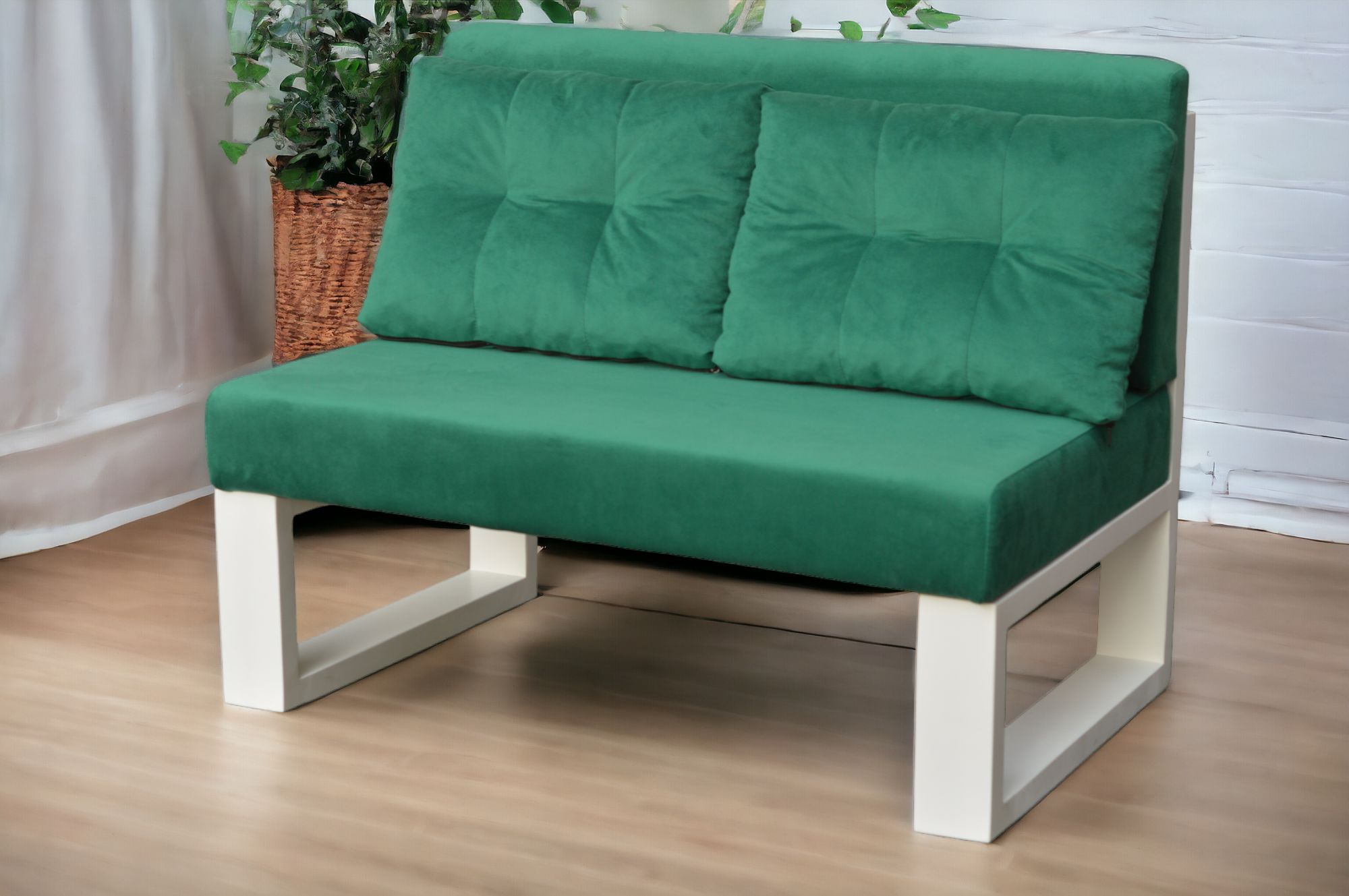 Диван Woodyloftstyle WLS D23 Лофт 1100x690x850 мм Зеленый (D-23/М-110/2/J/2/03)