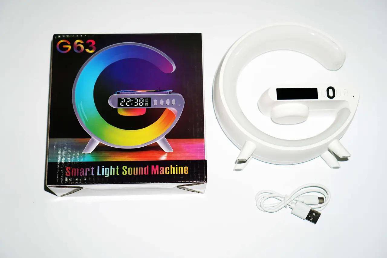 Ночник G63 RGB G-Smart Light с беспроводной зарядкой 10W с динамиком (2086614278) - фото 4