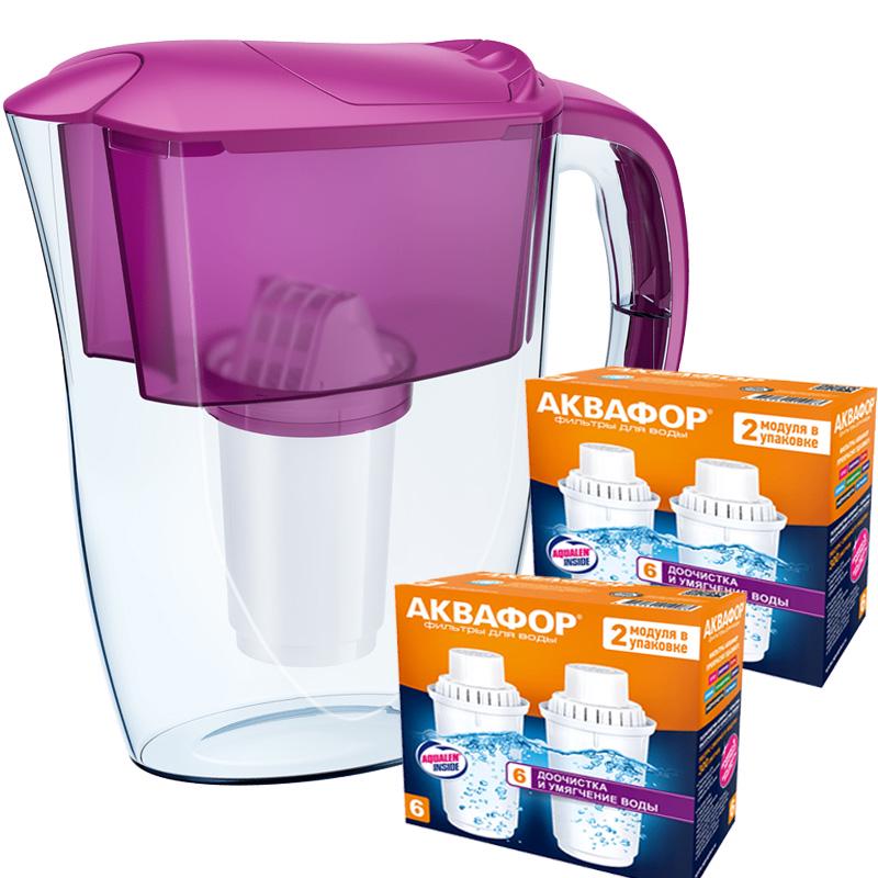Фильтр-кувшин Аквафор Смайл Жесткость четыри картриджа В6 Цикломен (55569802)