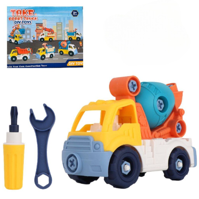 Детская машинка-конструктор Limo Toy 366 на шурупах спецтехника с ключом и отверткой Бетоносмеситель (1689701058)