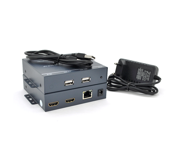 Подовжувач HDMI сигналу VOLTRONIC по кабелю UTP 200 м Cat.5e/Cat.6 Grey (YT-SCPE HDM-200m1080Р-USB)