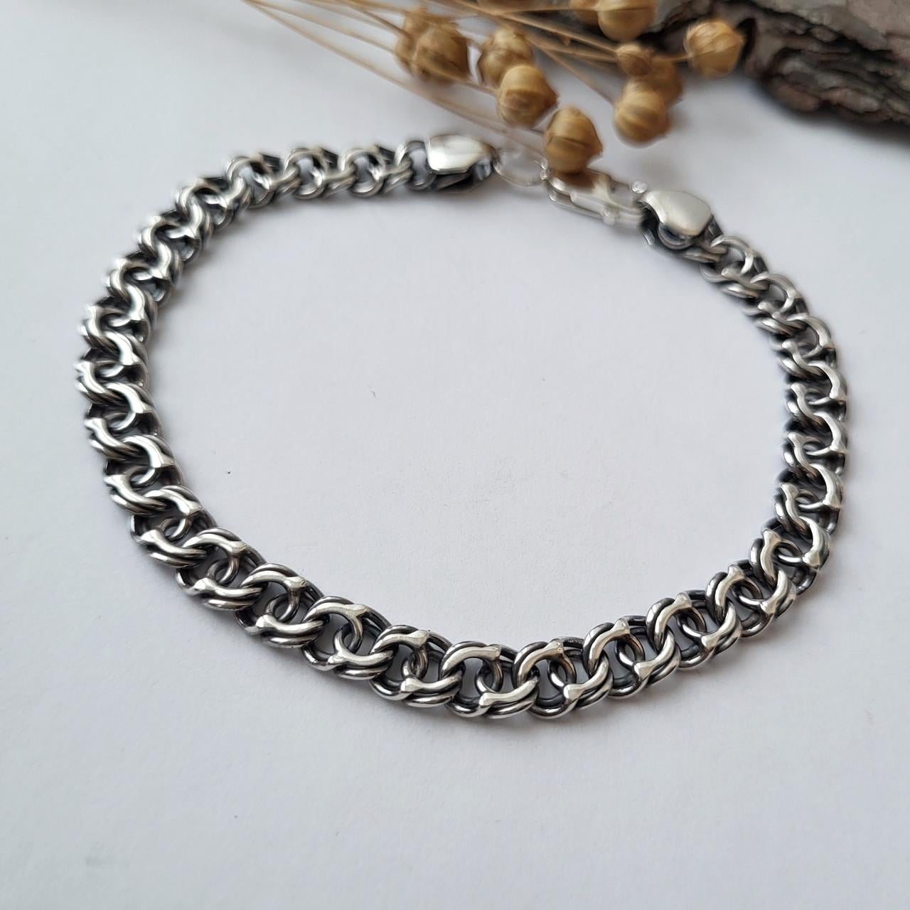 Браслет Бисмарк серебро 22,5 см 925 пробы 6 мм 13,78 Г (бр2сч)