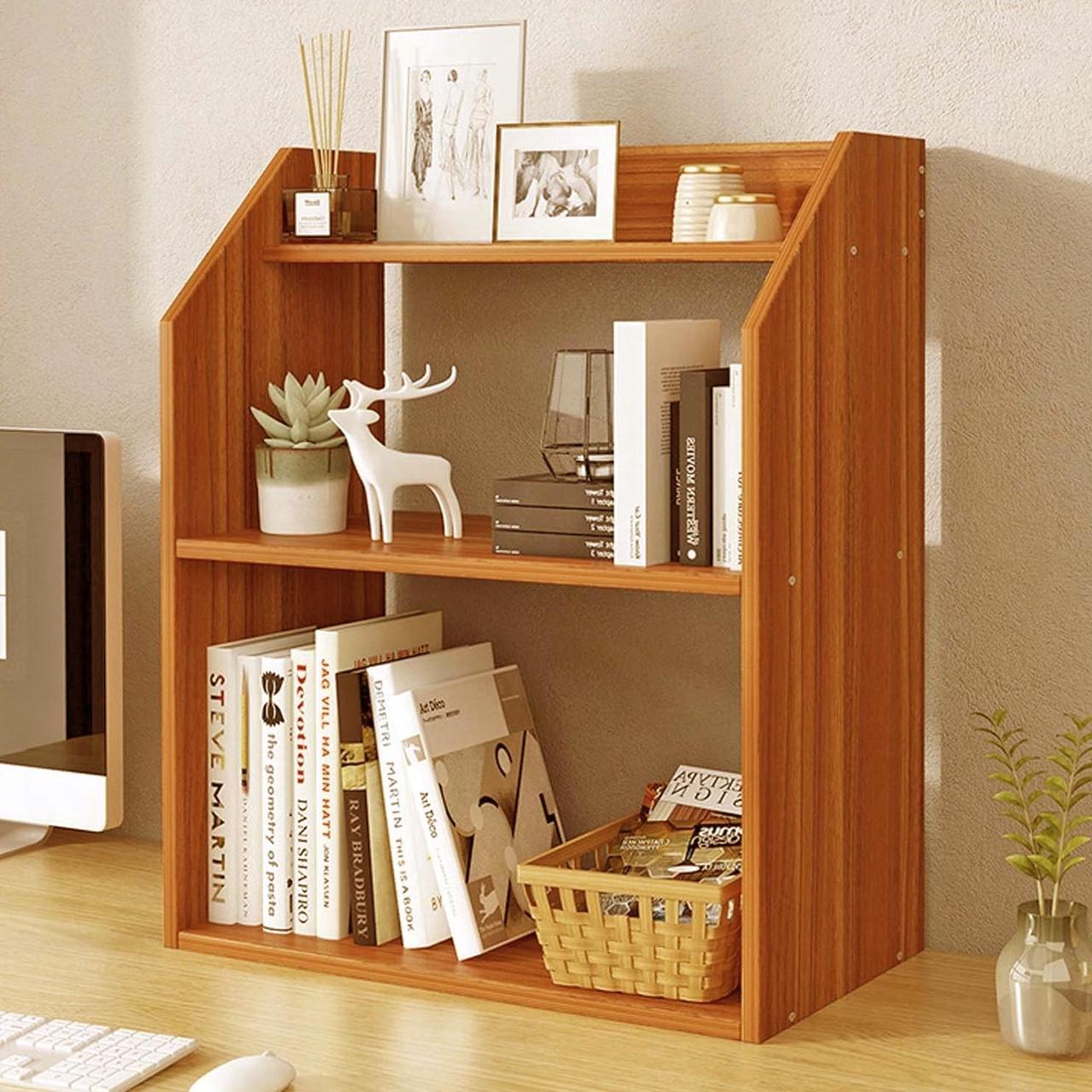 Полка-надстройка настольная из дерева Дистери охра (АКД-014204)