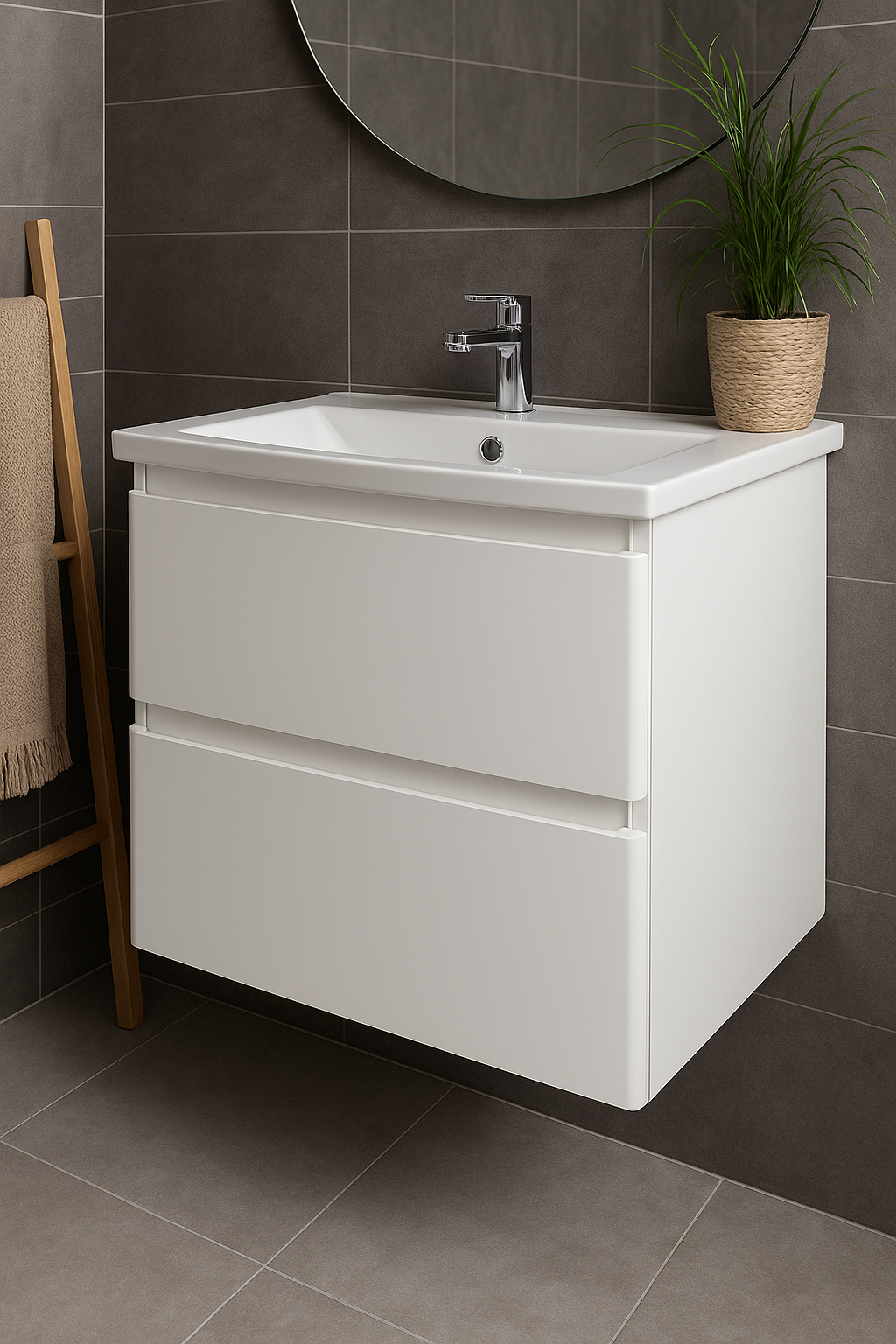 Тумба консольная Bianco с умывальником Bianco 50 на 2 ящика Белый (1111256)