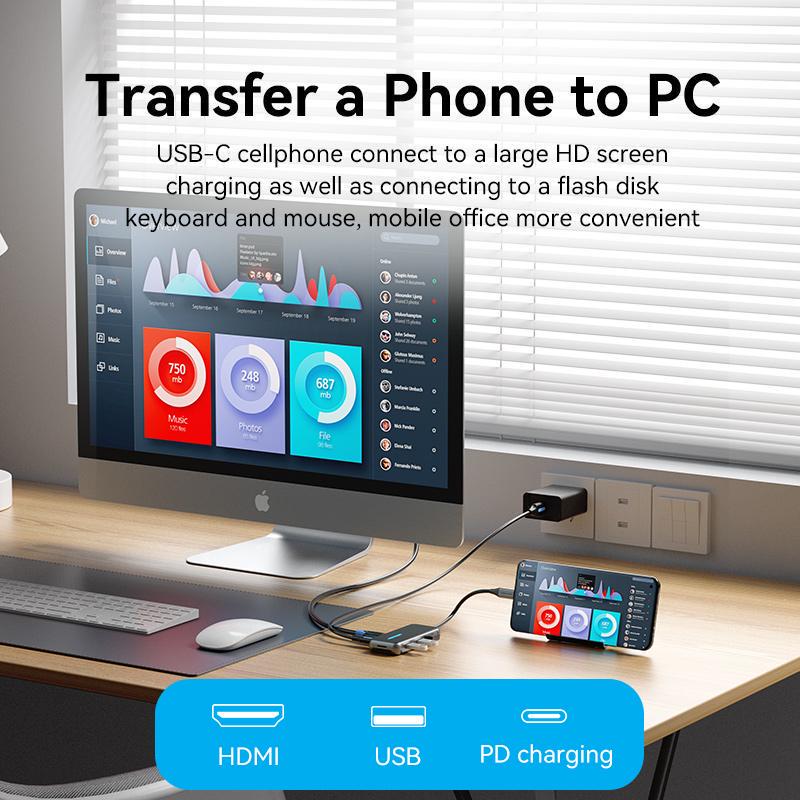 USB-хаб Vention Type-C-3x USB 3.0/5 Гбит/с HDMI 4K 60Hz/Type-C PD 100W/SD/TF карты RJ45 1 Гбит/с 3,5 мм minijack USB-C Черный (TFLHB) - фото 12 USB-хаб Vention Type-C-3x USB 3.0/5 Гбит/с HDMI 4K 60Hz/Type-C PD 100W/SD/TF карты RJ45 1 Гбит/с 3,5 мм minijack USB-C Черный (TFLHB) - фото 12