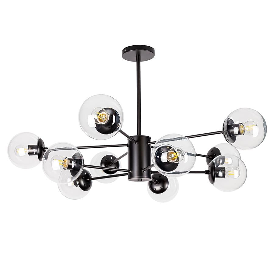 Люстра потолочная молекула Levistella 7526033-10 BK/CL плафоны прозрачные Черный