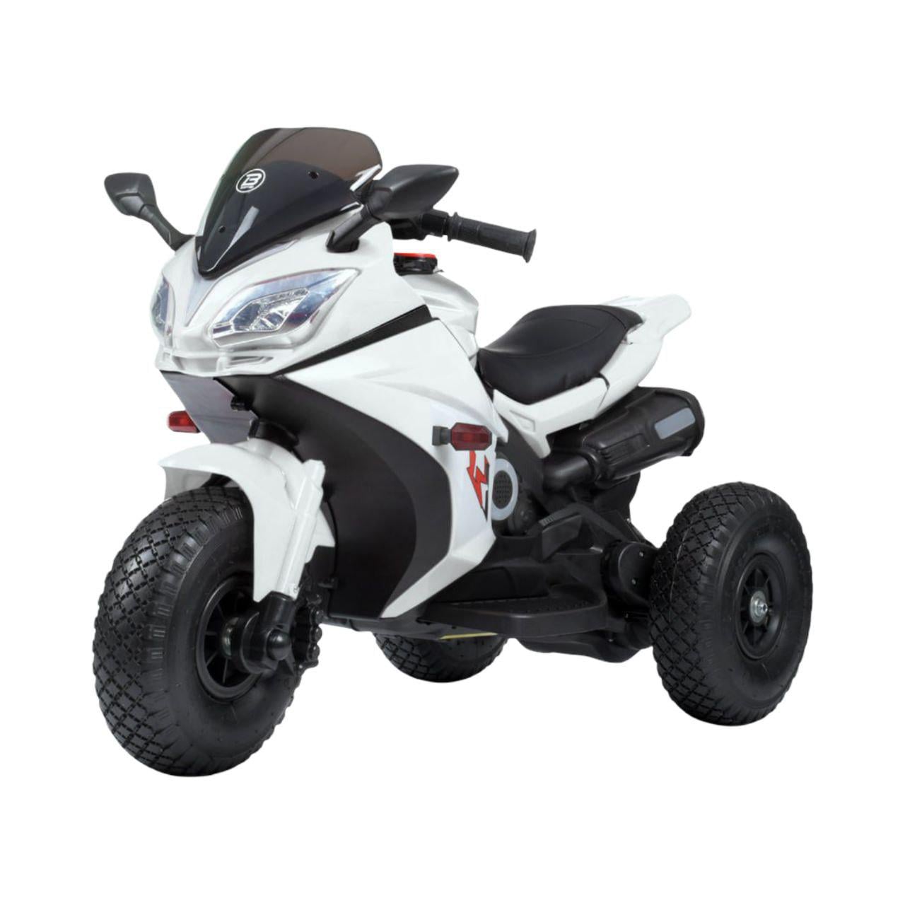 Детский мотоцикл Bambi Racer M 4840ALR-1 на 2 мотора/резиновые колеса/кожаное сиденье Белый (33386568)
