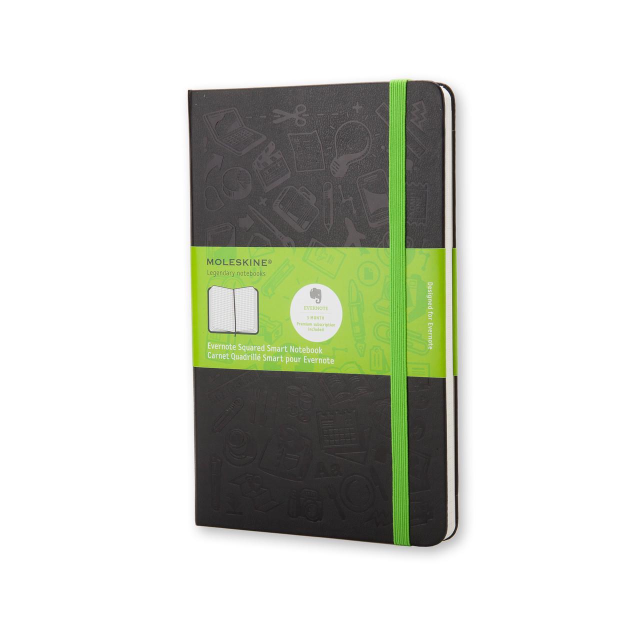 Блокнот Moleskine+ Evernote средний 240 страниц черный в клетку 13х21 см (QP061EVER)