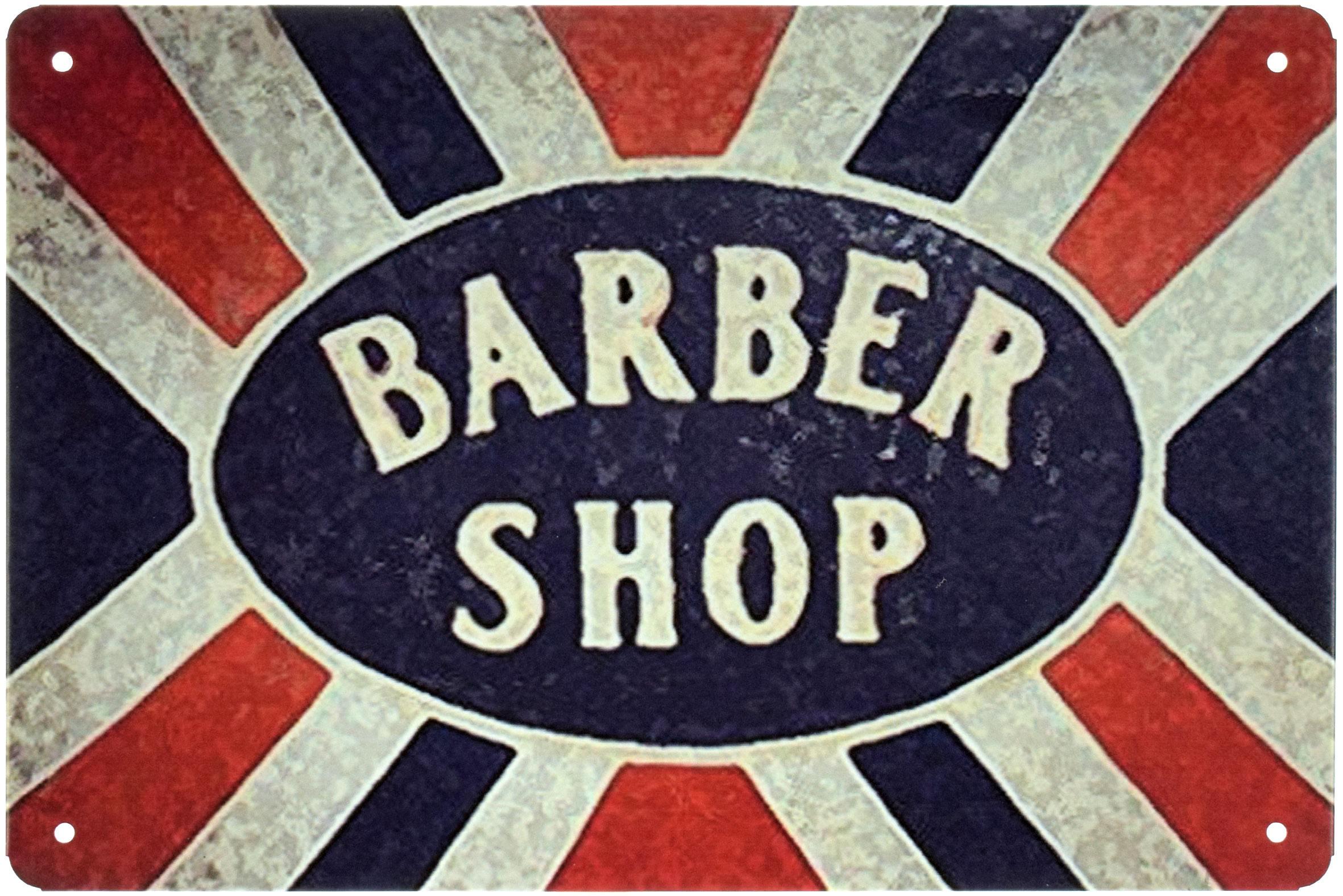 Табличка металлическая Барбершоп Ретро/Barber Shop 20x30 см