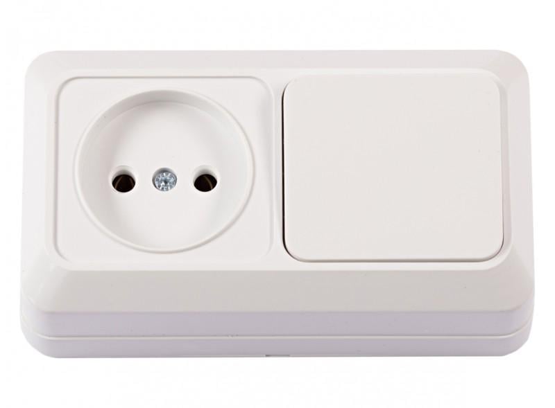 Розетка+выключатель одноклавишный OPERA IP20 Белый (2032)