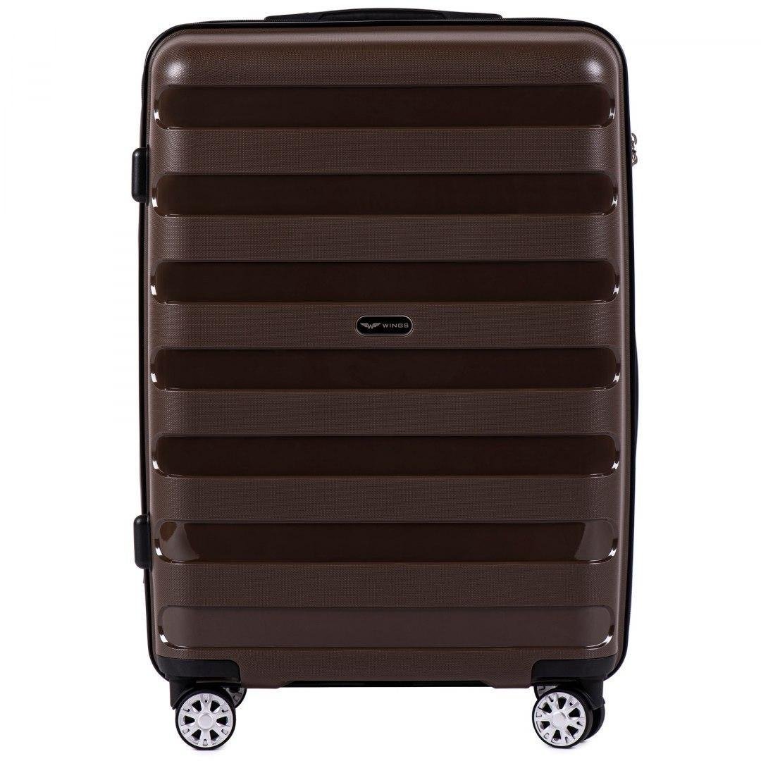 Валіза велика Wings PP07 L на 4 здвоєних колесах 86 л Коричневий