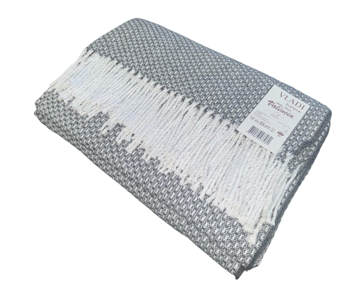 Плед хлопковый Vladi Валенсия Boucle 200х220 см белый-серый (333fe6ff)