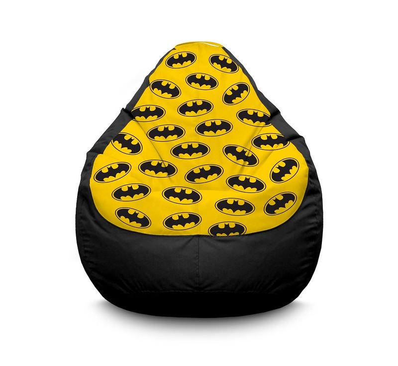 Кресло мешок iPuff Batman Yellow logo pattern Оксфорд XXXL 100х135 см Черный