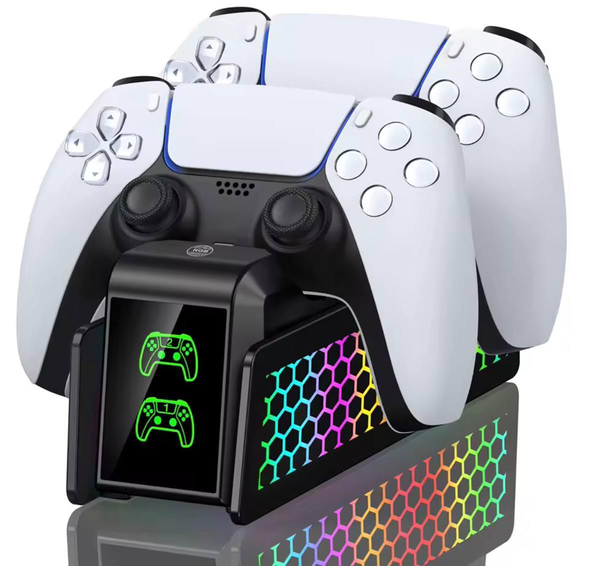 Зарядная станция Dobe TP5-3571 с подсветкой RGB джойстика Dualsense PS5 Black