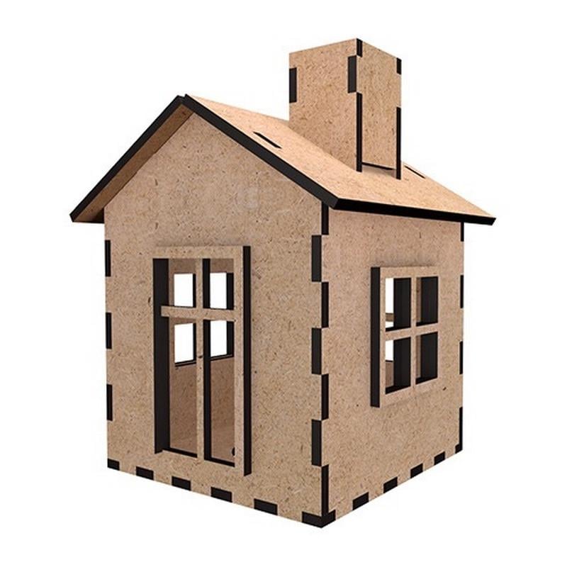 Заготовка для декорирования деревянная Домик 9 с LED свечой 15х15х15 см (RN-250-N-1479)