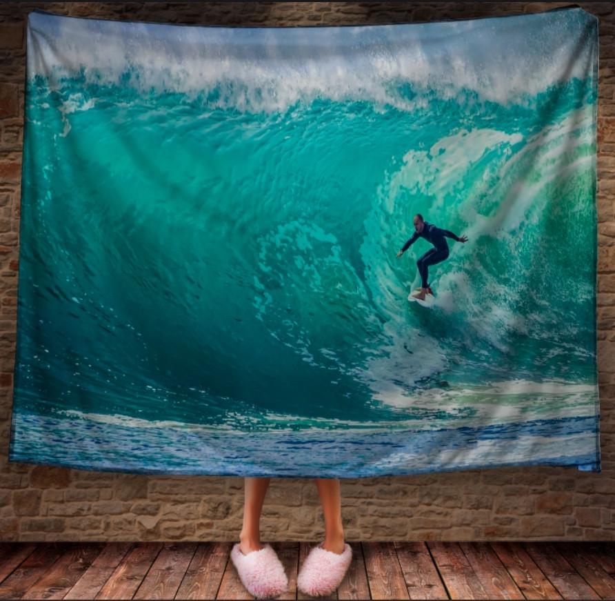 Плед с 3D принтом Серфер в океане 150x200 см (epi_0495)
