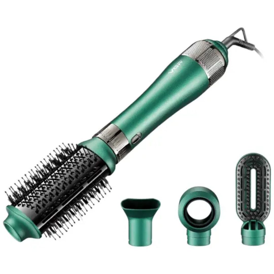 Фен-щітка для волосся VGR V-493 4в1 з холодним обдувом та 4 насадки Зелений