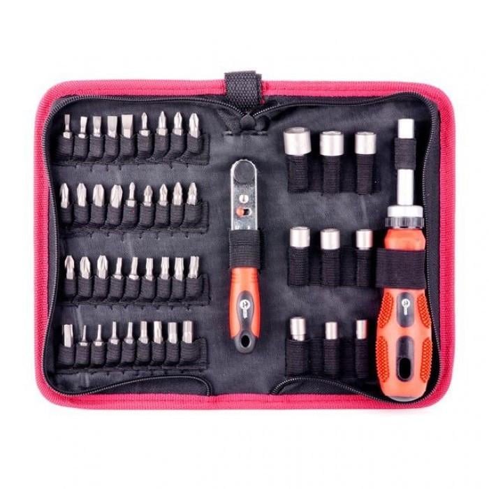 Викрутка реверсивна INTERTOOL VT-1048 з комплектом насадок і тріскачкою 48 пр. (1395001905)