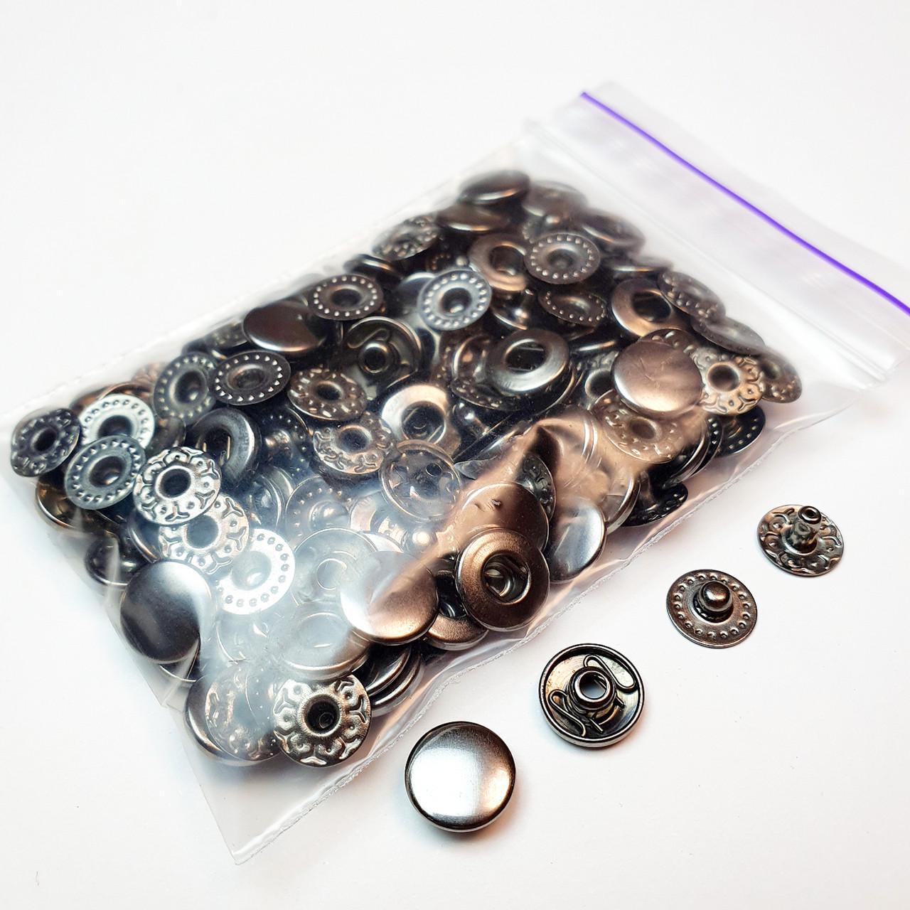 Кнопка металева Strong Alfa VT-2 10,5 мм 20 шт. Чорний нікель