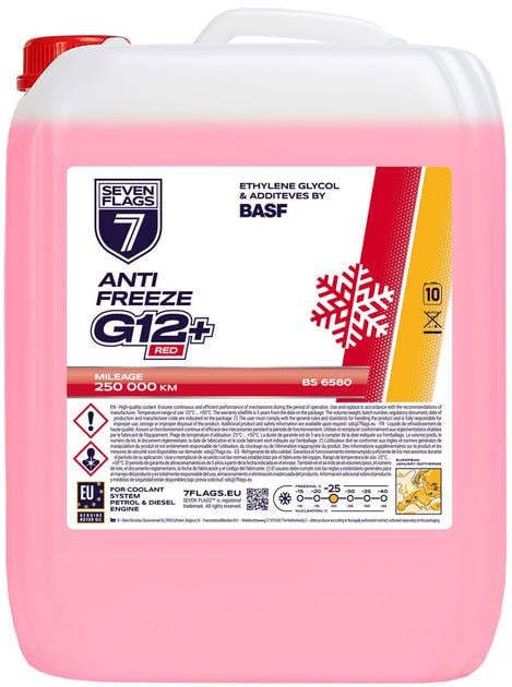 Антифриз 7FLAGS -20°C Super G12+ 7350118360484 10 л Красный (193921)