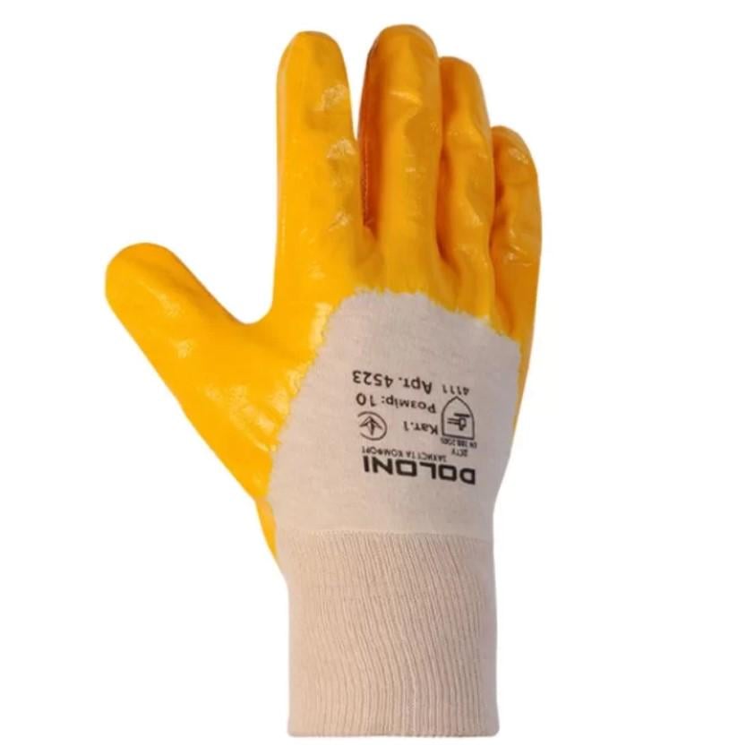 Рукавички Doloni нітрил прогумовані в'язаний манжет Жовтий (20142) - фото 2 Рукавички Doloni нітрил прогумовані в'язаний манжет Жовтий (20142) - фото 2
