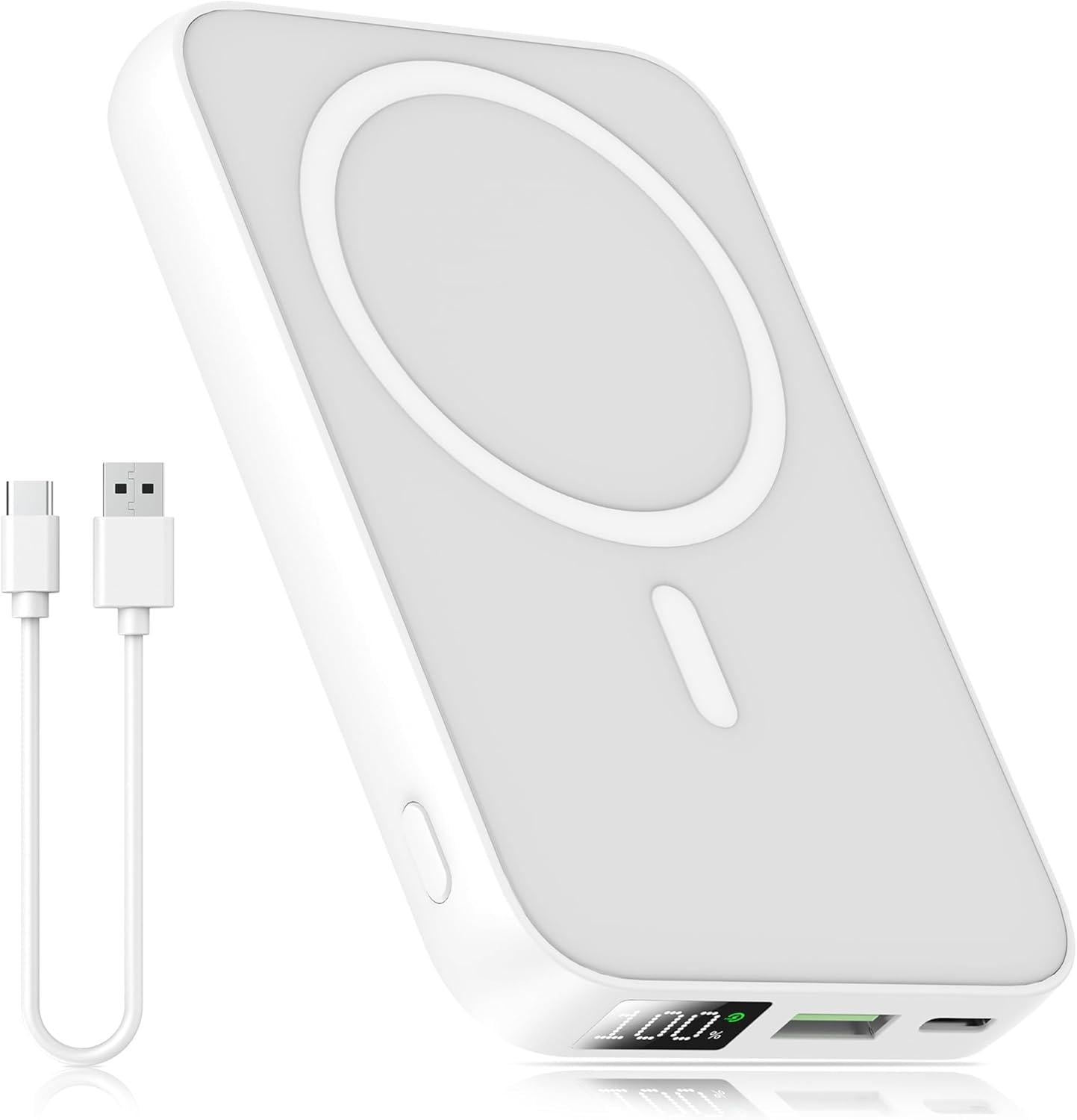 Повербанк магнитный ISIX 10000 mAh MagSafe PD 20 W + QC 22,5 W Белый Повербанк магнитный ISIX 10000 mAh MagSafe PD 20 W + QC 22,5 W Белый