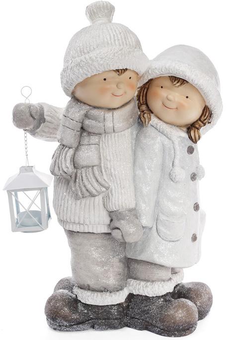 Новогодний декор Детки с фонариком 48 см Серый (BD-820-145)