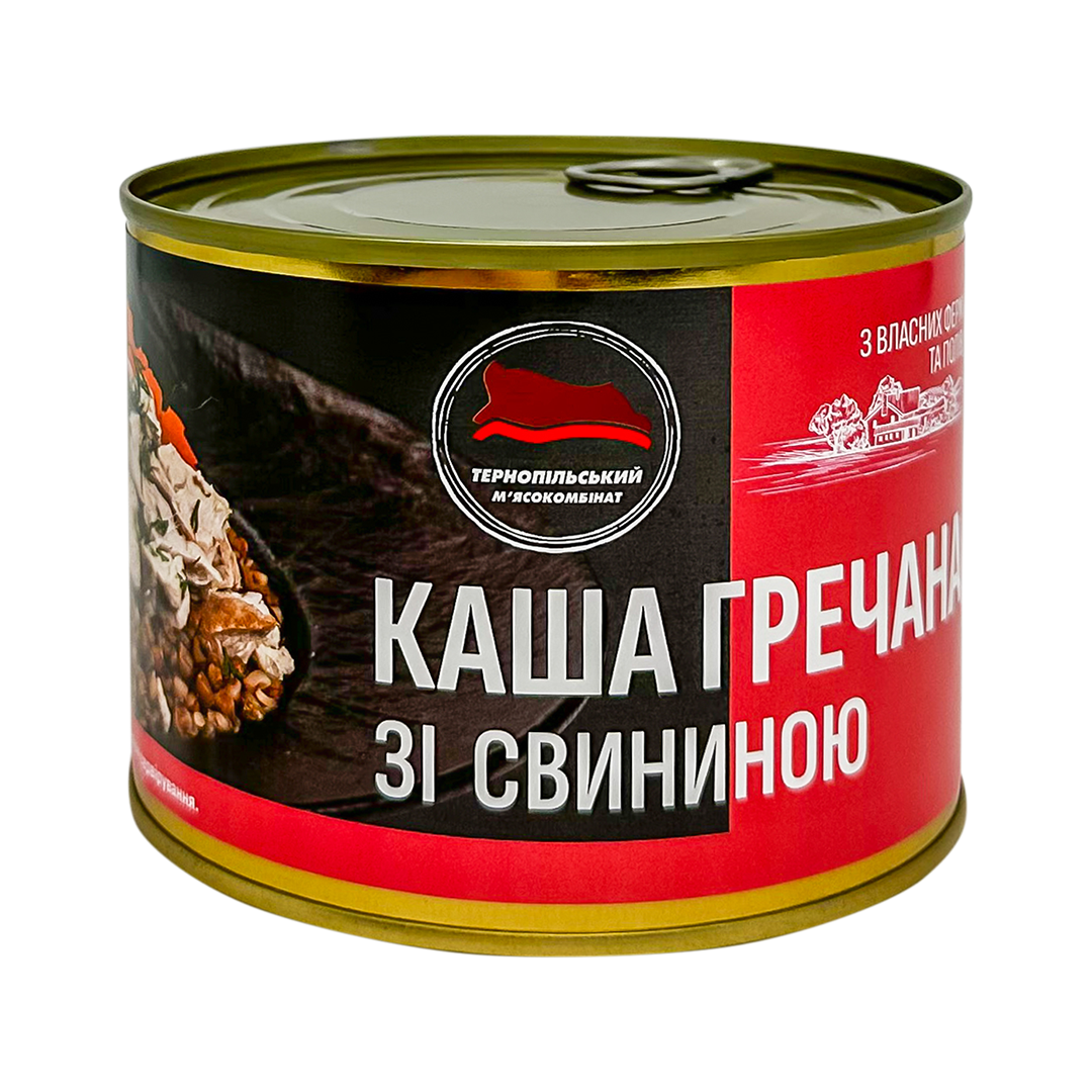 Мясная консерва Тернопільський м'ясокомбінат "Каша гречана зі свининою" 525 г (23915041)