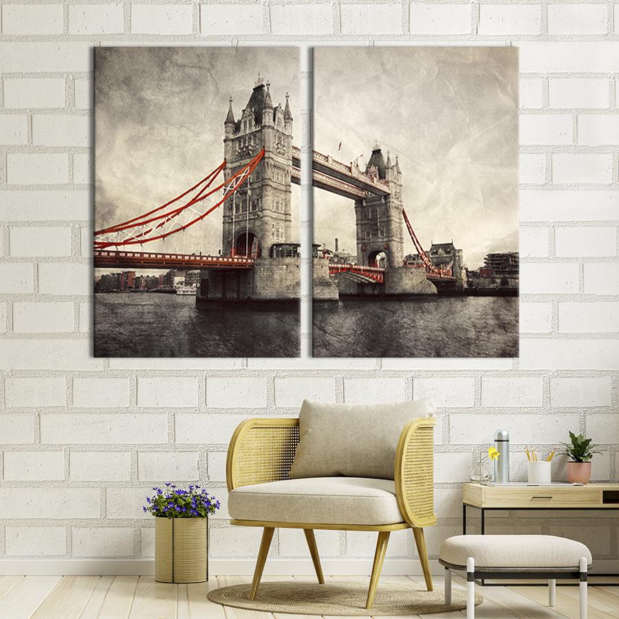 Настенный декор диптих картина на холсте для интерьера Знаменитый Тауэрский мост 111x81 см (335-2)