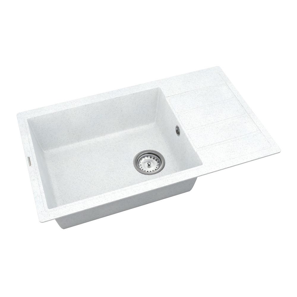 Кухонная мойка VANKOR Easy EMP 02.76 XL с сифоном White stone