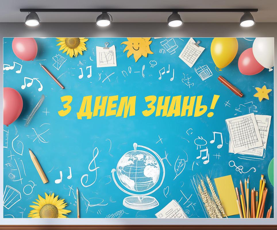 Баннер для фотозоны на 1 сентября "З Днем знань!" 240х160 см №41345