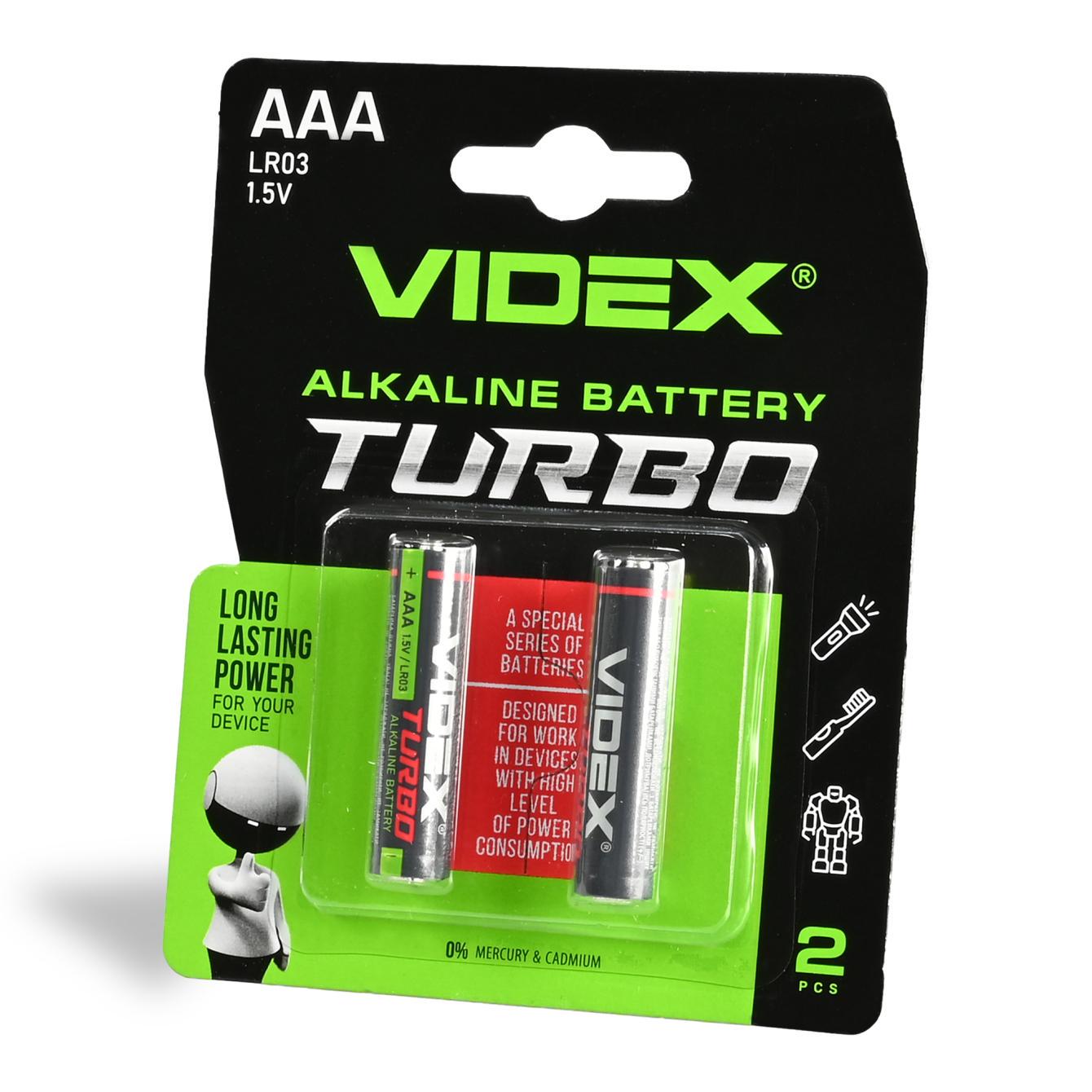 Батарейка лужна Videx LR03/AAA Turbo 2 шт. (LR03T/AAA_2B)