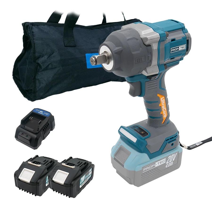 Гайковерт ударный аккумуляторный PROFI-TEC PPTW11020 20 В 1100 Нм 1/2" 2 аккумулятора 4 Ач/зарядное устройство BC20/сумка (LO-06520)