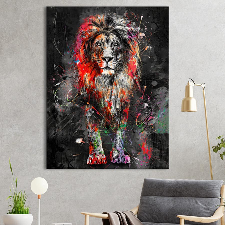 Картина для интерьера Лев 107x80 см (P0446)
