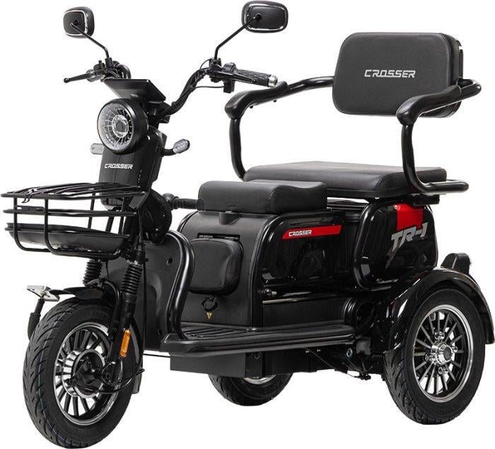 Электроскутер трехколесный Crosser TR1 PRO LFP LiFePO4 Ø 10" 1500 Вт 76,8V 30A Черный (3017268344)
