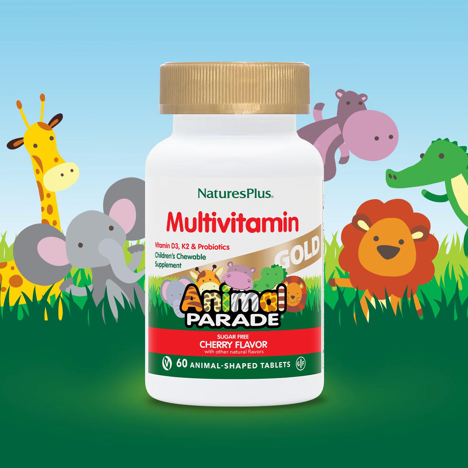 Мультивітаміни для дітей Nature's Plus Animal Parade Gold Children's Chewable Multivitamin Supplement Cherry 60 таблеток - фото 3