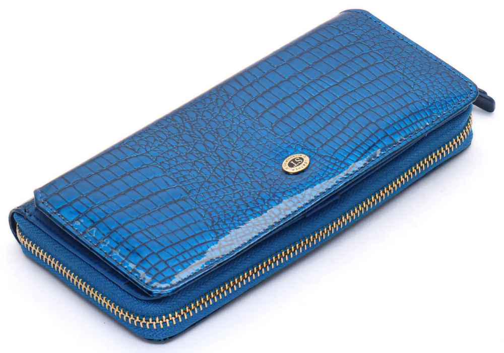 Кошелек лаковый из натуральной кожи ST Leather S7001A Синий