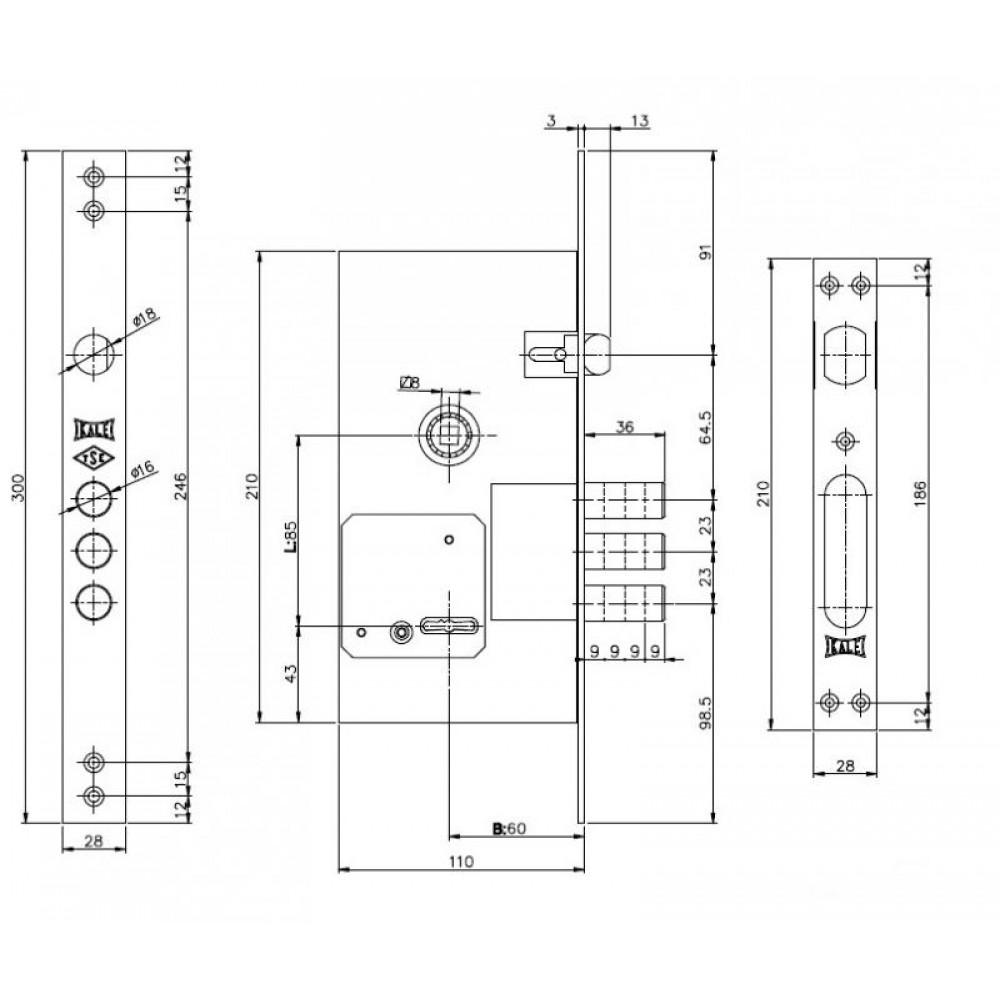 Замок сувальдный Kale 252 RL бек 60 мм 5 ключей (1-30180) - фото 3 Замок сувальдный Kale 252 RL бек 60 мм 5 ключей (1-30180) - фото 3