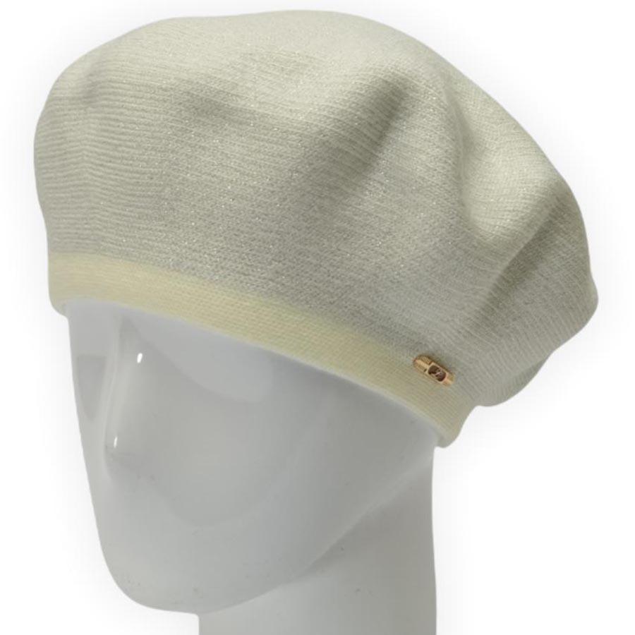 Берет женский Lirus Гамма из шерсти двойной с люрексовой нитью Молочный
