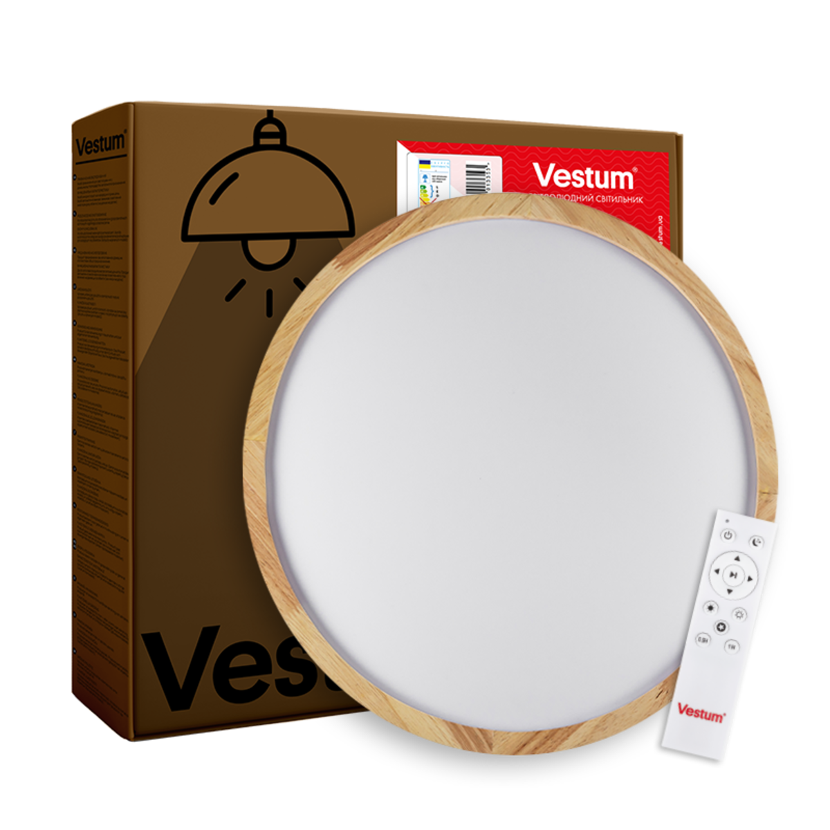 Потолочный светильник Vestum WOOD матовый 60W 3000К-6500К с ДУ 375х60 мм Акация - фото 7 Потолочный светильник Vestum WOOD матовый 60W 3000К-6500К с ДУ 375х60 мм Акация - фото 7