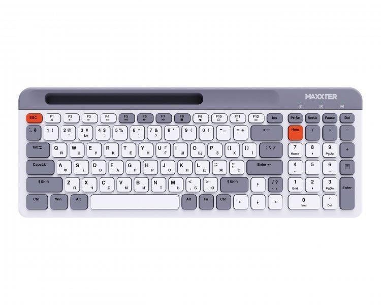 Клавиатура беспроводная Maxxter KBW-02G-UA USB 2.4GHz Белый/Серый