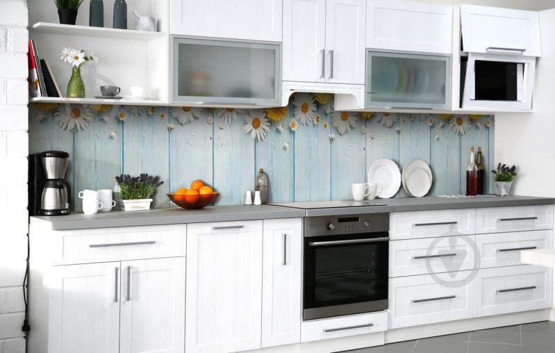 Скинали на кухню Zatarga «Ромашка и календула» 600х2500 мм виниловая 3Д наклейка кухонный фартук самоклеящаяся