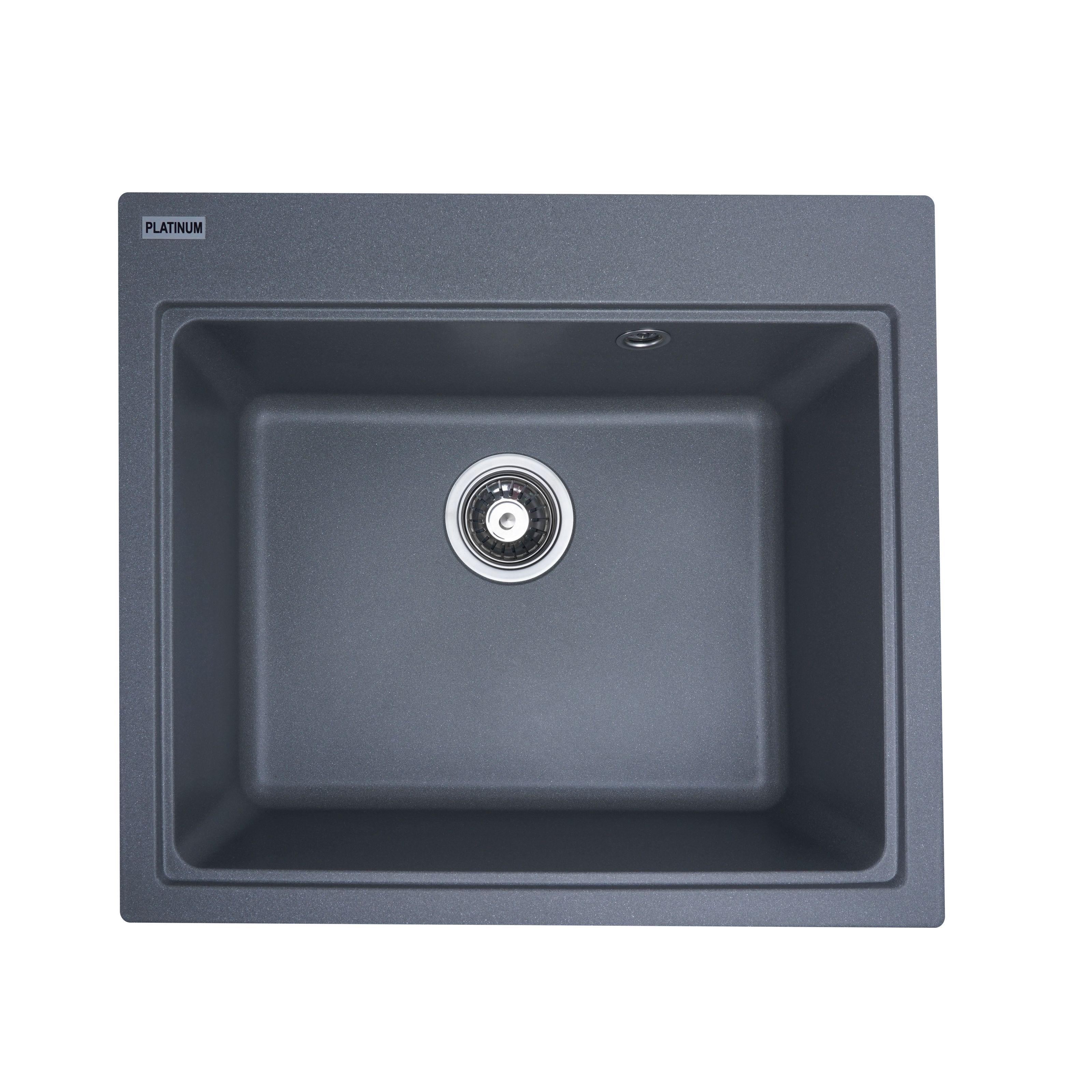 Мойка кухонная Platinum PLS-A25127 прямоугольная гранитная 580x520 мм Серый (152055)