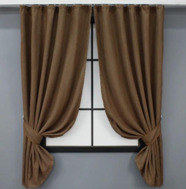 Шторы из льна 1,3x1,7 м 2 шт. Коричневый (1429ш)
