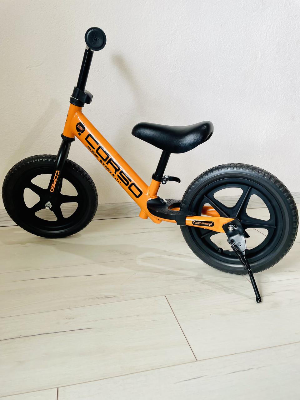 Велобег CORSO SPRINT стальная рама колесо 12 EVA пена подставка для ног в коробке Оранжевый - фото 3