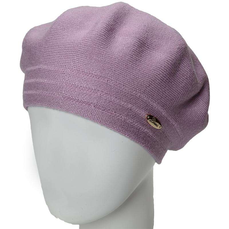 Берет женский Novita Шер из вискозной пряжи двойной L р. 57-58 Сиреневый (163831)