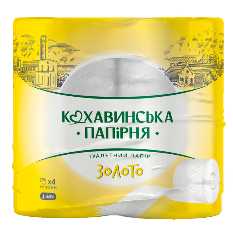 Папір туалетний Золото 4 шари 4 шт/пак. 96х115/45 мм